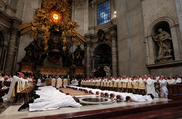 Seminarians from Pontifical North American College ordained as deacons in St. Peter's Basilica at Vatican